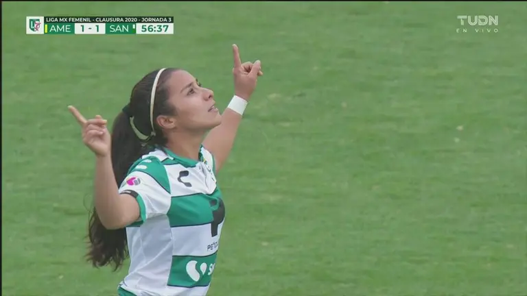 Golazo de Santos Cinthya Peraza la cuelga del ángulo para el 1 1