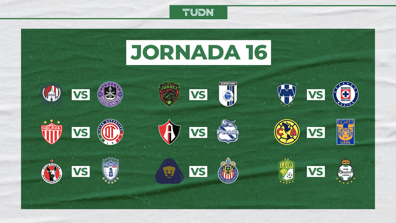 ¡Regios vs. capitalinos! La Jornada 16 será la visita de Cruz Azul a Rayados, Tigres al América, además del Pumas vs. Chivas.