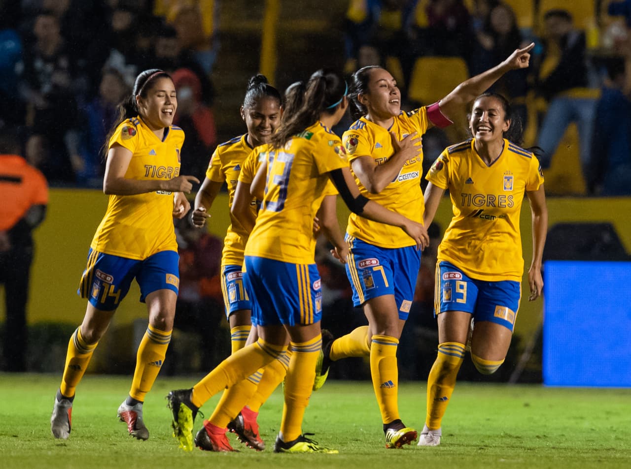 Pese a la intensa lluvia que cayó en la noche regiomontana eso no impidió que una buena cantidad de aficionados de los felinos festejaran el primero de la velada.