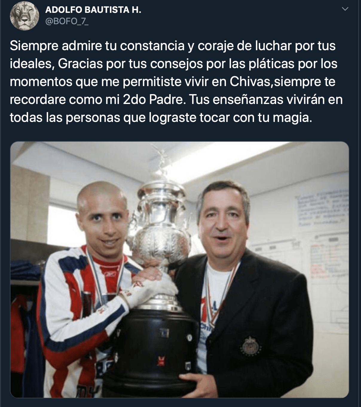 Clubes y jugadores lamentan profundamente el sensible fallecimiento de Jorge Vergara Madrigal.