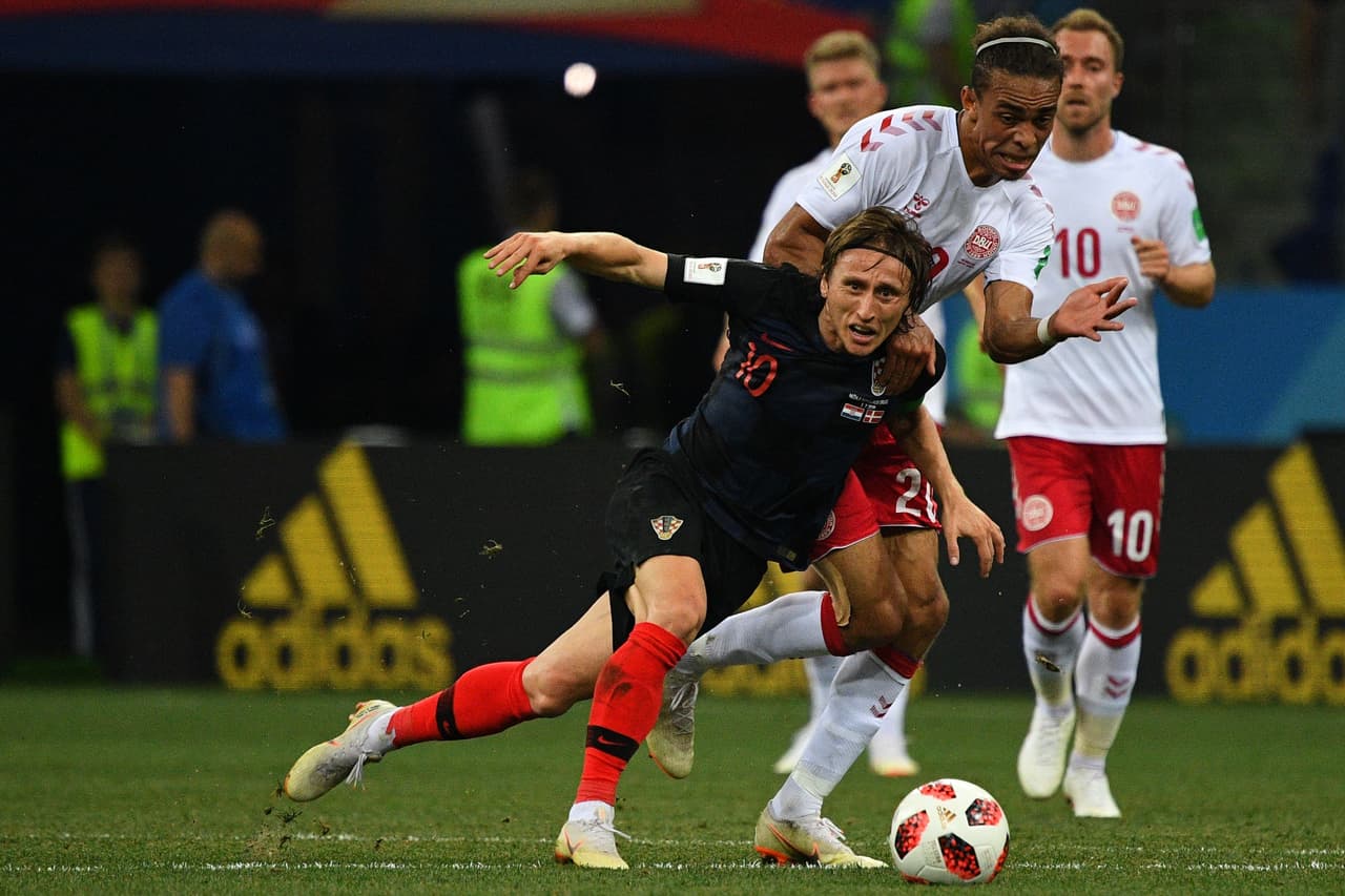 Durante el partido, la marca de Dinamarca hizo que no pudiera brillar Luka Modric en su mejor nivel con la selección de Croacia.