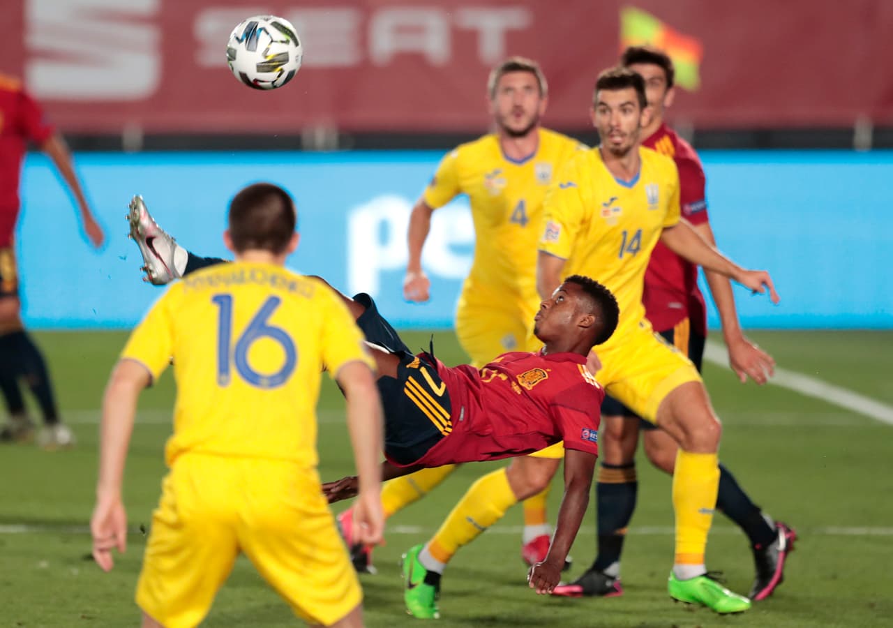Con doblete de Sergio Ramos, gol de Ansu Fati y Ferrán Torres, España gana y se lleva los tres puntos ante la seleccion de Ucrania en la UEFA Nations League.