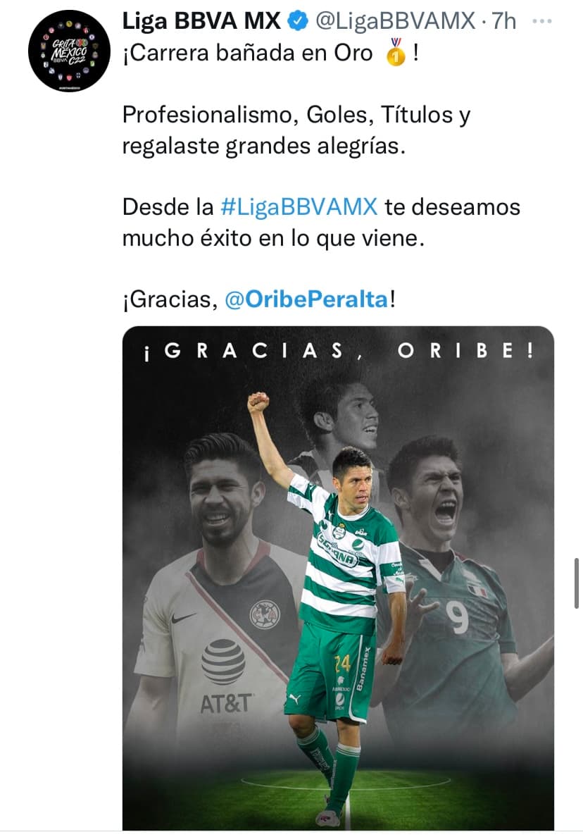 Así le dijeron adiós a Oribe Peralta tras el anuncio del fin de su carrera como futbolista profesional.