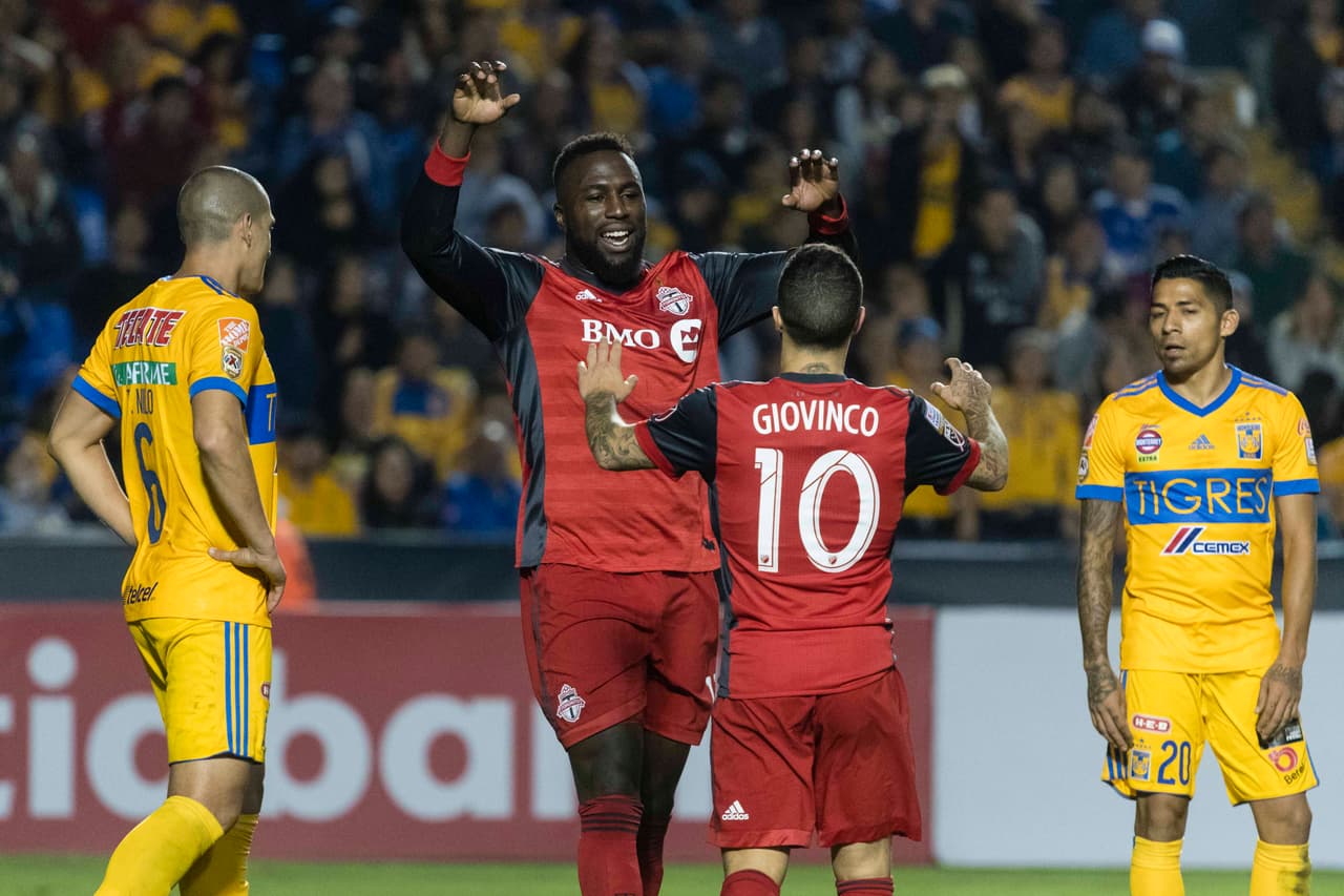 Action photo during the match Tigres UANL (MEX) vs Toronto FC (CAN), Corresponding to the second leg match quarter match of Scotiabank CONCACAF Champions League 2018, at Universitario Stadium. Foto de accion durante el partido Tigres UANL (MEX) vs Toronto FC (CAN), Correspondiente al partido de vuelta de los Cuartos de Final de la Liga de Campeones CONCACAF Scotiabank 2018, en el Estadio Universitario, en al foto: Sebastian Giovinco celebra su gol 13/03/18/MEXSPORT/Tony Garcia.