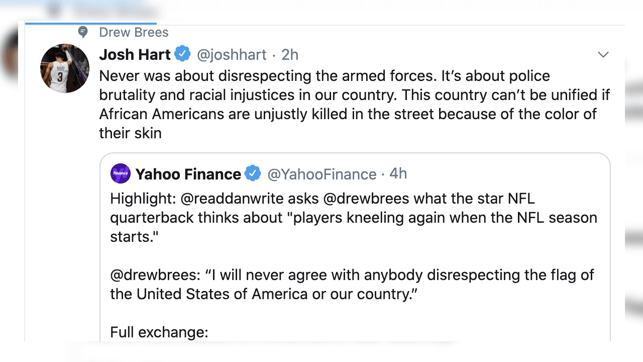 Así reaccionan deportistas y personas famosas ante las polémicas declaraciones del QB de los Saints.