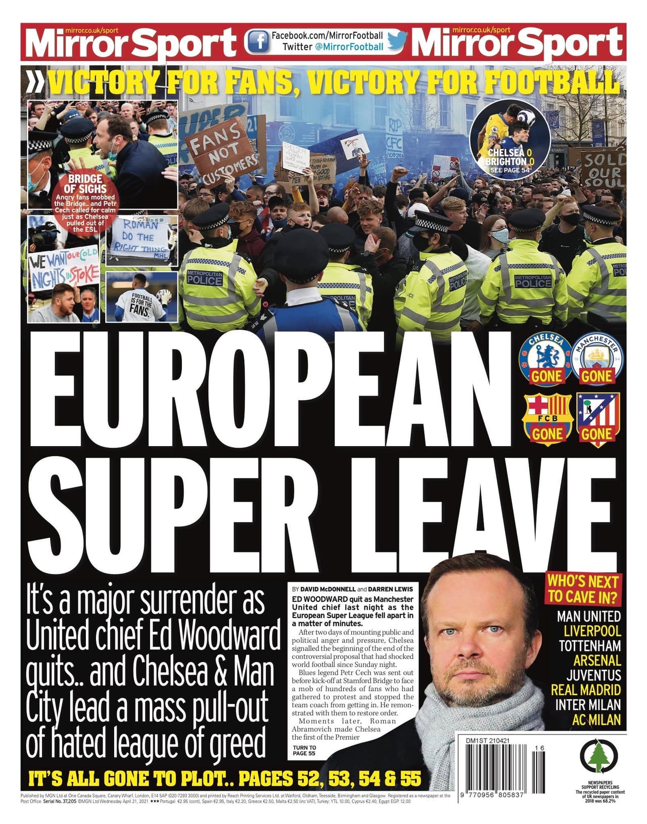 Tras varias horas de incertidumbre en el futbol europeo, el día de hoy se ha hecho oficial la suspensión del proyecto de la Superliga europea.