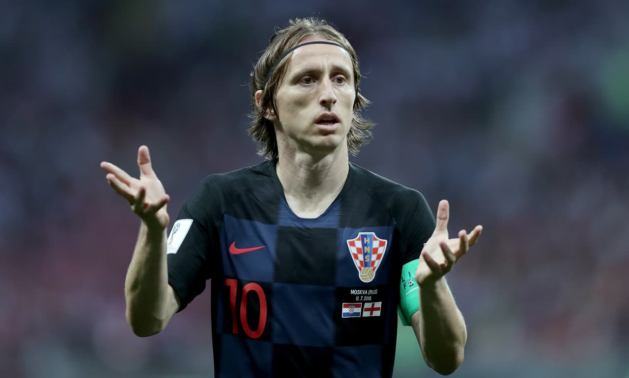 MOSCOW, RUSSIA - JULY 11: Luka Modric of Croatia looks on during the 2018 FIFA World Cup Russia Semi Final match between England and Croatia at Luzhniki Stadium on July 11, 2018 in Moscow, Russia. (Photo by Clive Rose/Getty Images)