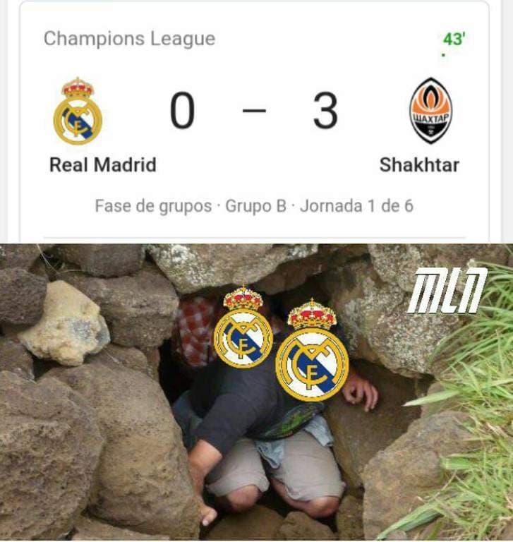 El Real Madrid cae y los memes hacen lo suyo | Los merengues arrancaron con el pie izquierdo en la Champions y las redes sociales no perdonan a los de Zidane.