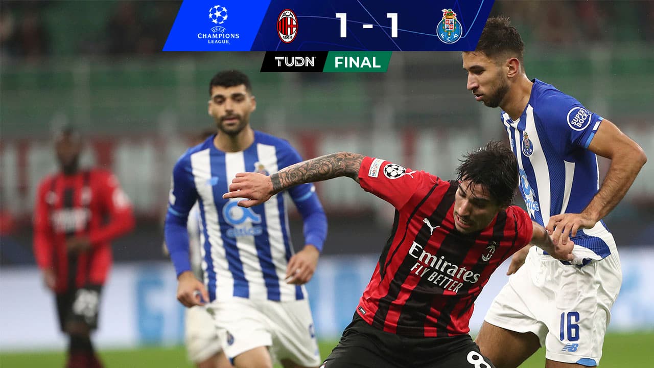 Milan no la pasa bien ante un Porto en el que borran al Tecatito y brilla Luis Díaz