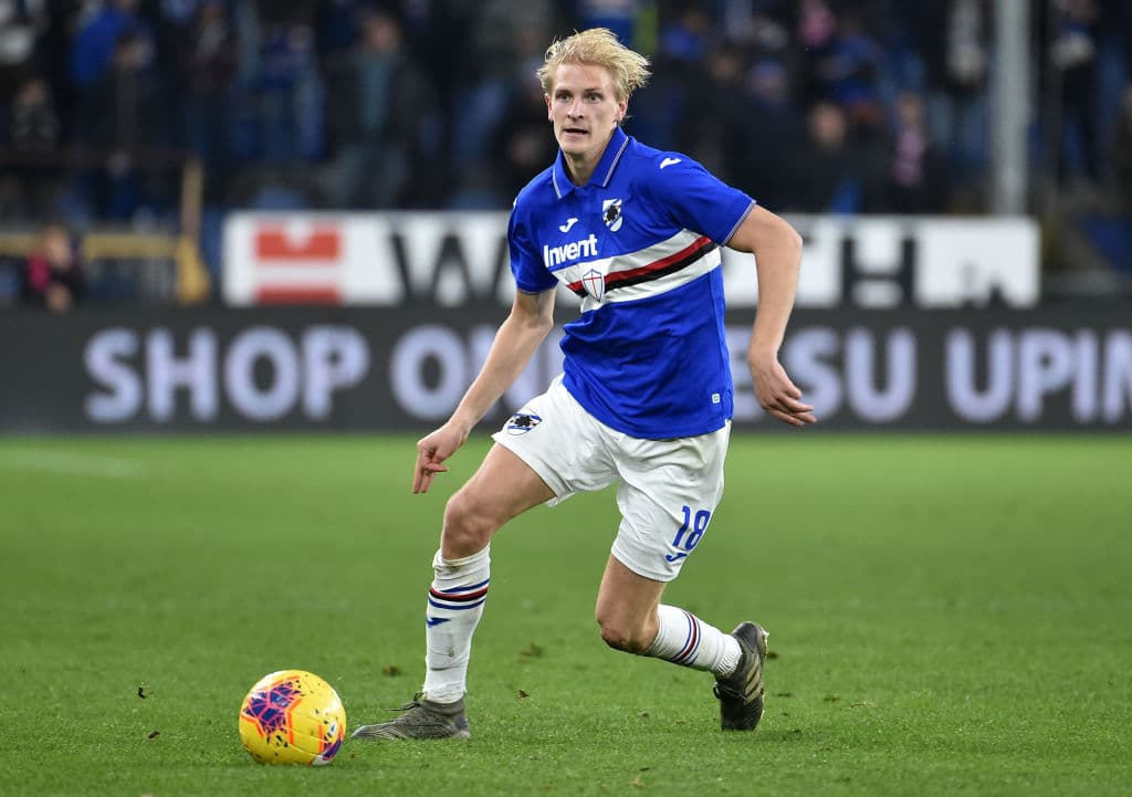 GENOA, ITALY - DECEMBER 08: Morten Thorsby of UC Sampdoria in action during the Serie A match between UC Sampdoria and Parma Calcio at Stadio Luigi Ferraris on December 8, 2019 in Genoa, Italy. (Photo by Paolo Rattini/Getty Images)