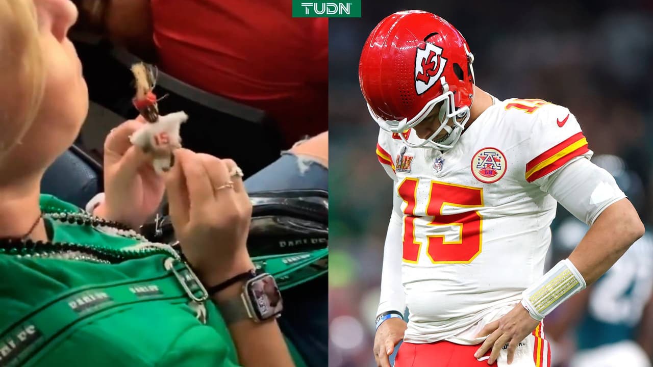 Muñeco vudú contra Patrick Mahomes en el Super Bowl LIX de la NFL