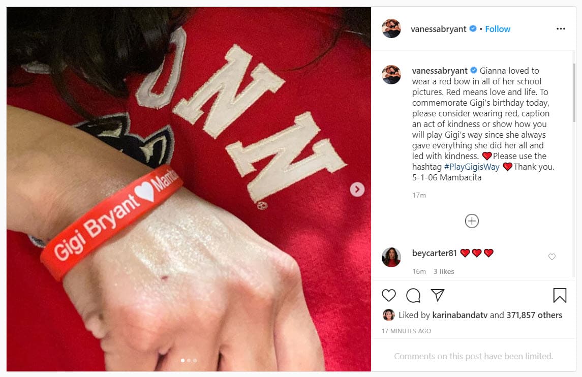 "A Gianna
<b>le encantaba usar un lazo rojo</b> en todas sus fotos escolares. Rojo significa amor y vida", explicó.
<br>