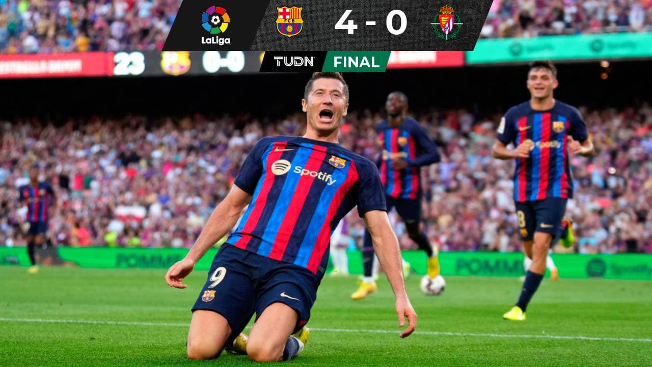 Con doblete de Lewandowski, el Barcelona goleó al Valladolid
