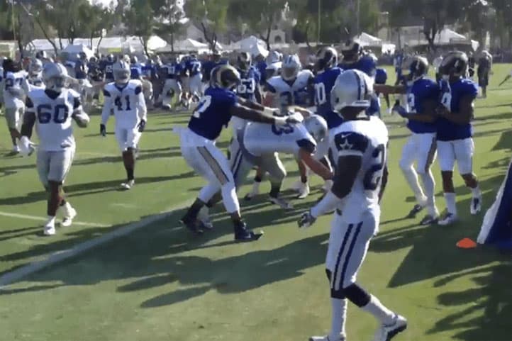 Riña entre Cowboys y Rams en prácticas de entrenamiento conjunto