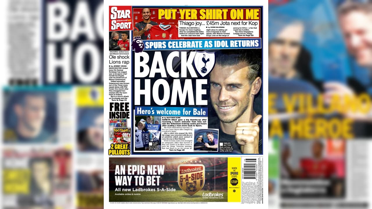 Así reaccionó la prensa internacional al regreso de Gareth Bale a la PL | El galés dejaría al Real Madrid para enlistarse en el Tottenham de Mourinho.