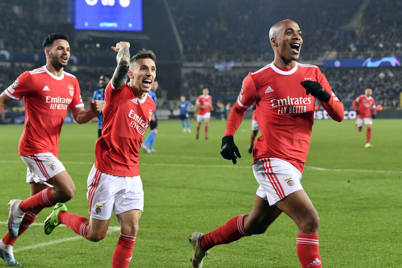 Benfica derrotó 0-2 al Brujas como visitante y el juego de ida de Octavos de Final de la UEFA Champions League.
