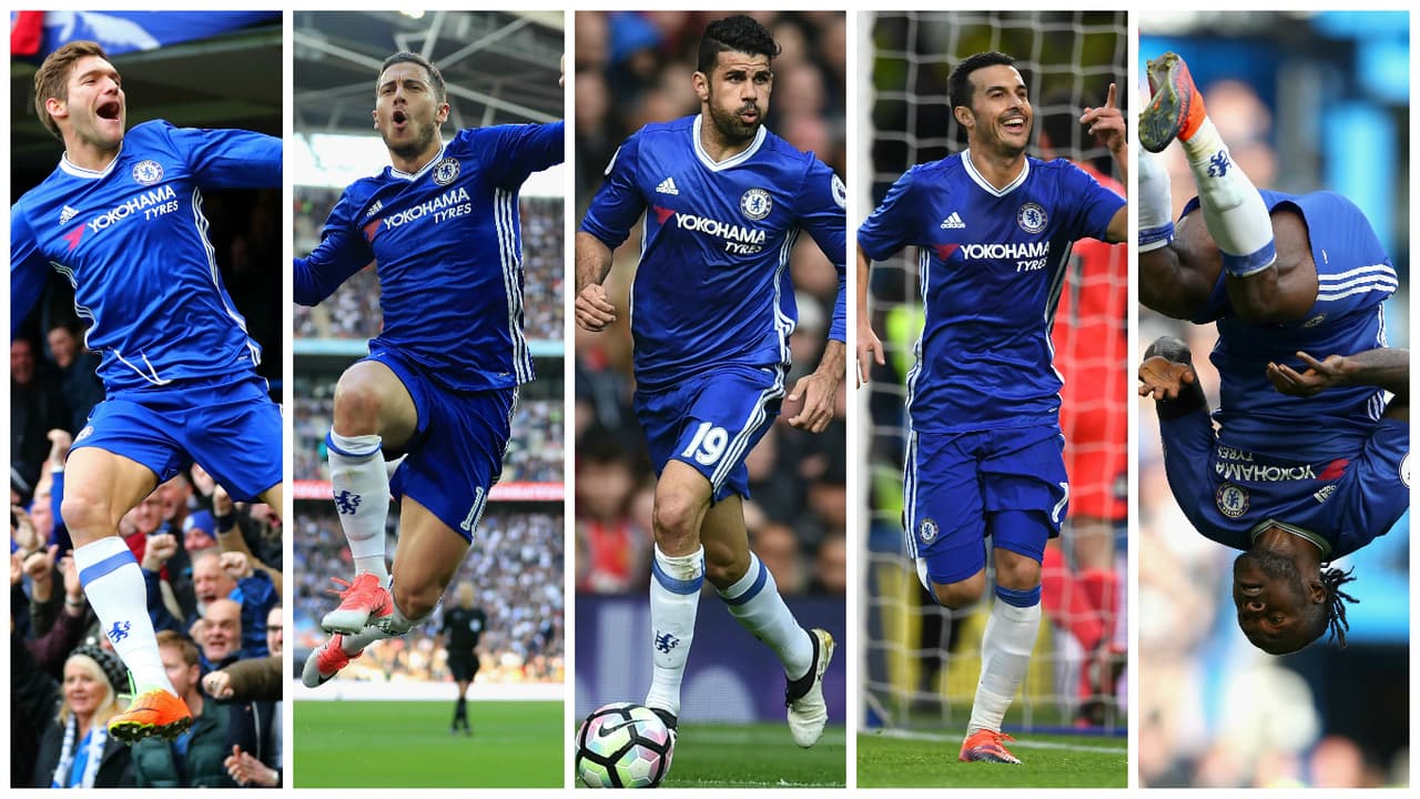 El Chelsea de Conte funciona así en ataque: Marcos Alonso y Victor Moses son los dos extremos (uno por cada lado); Eden Hazard y Pedro son los dos volantes de enganche atrás del nueve, que es Diego Costa.
