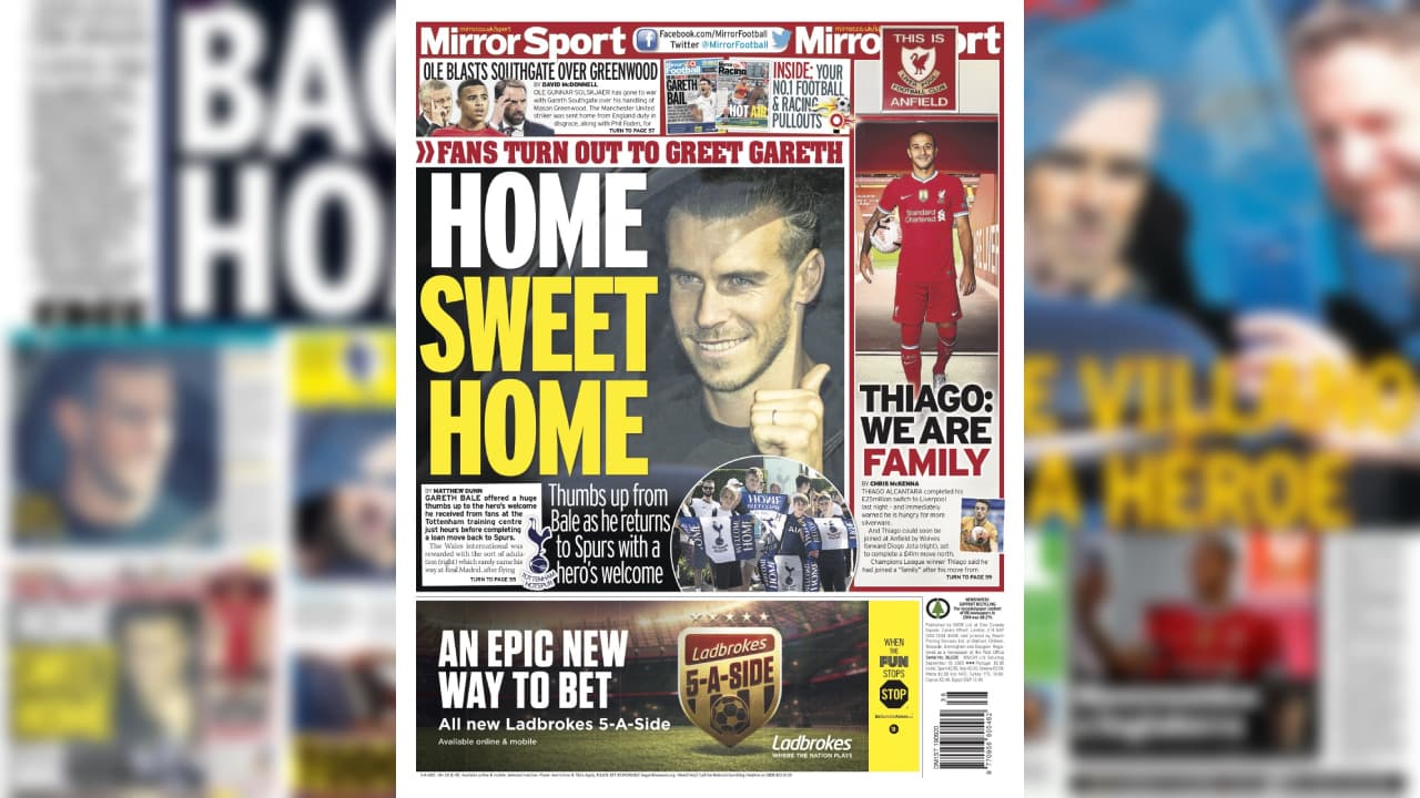Así reaccionó la prensa internacional al regreso de Gareth Bale a la PL | El galés dejaría al Real Madrid para enlistarse en el Tottenham de Mourinho.