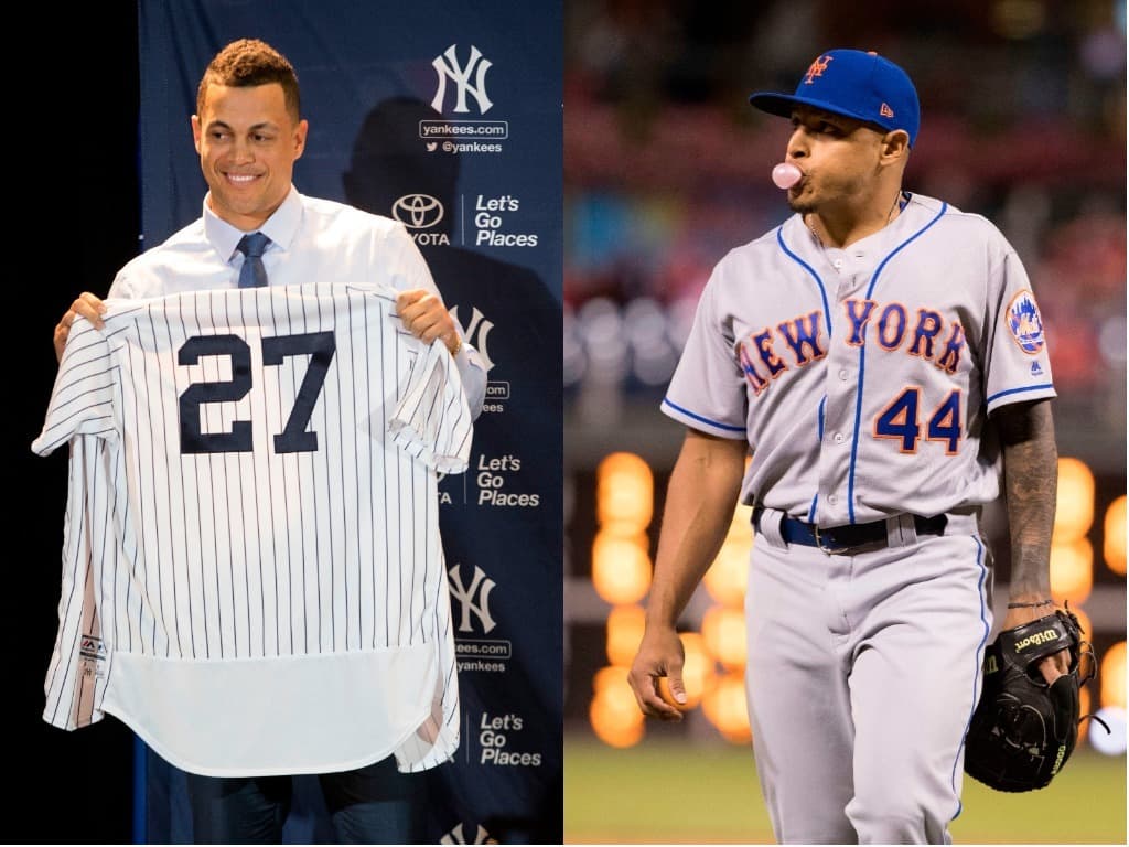 New York Yankees' Giancarlo Stanton and Mets' AJ Ramos Might