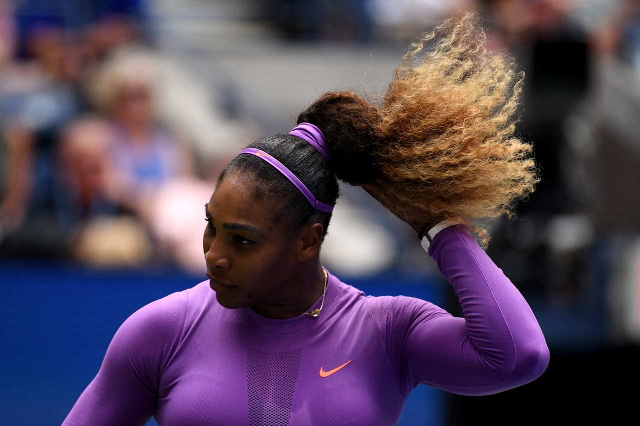 NEW YORK, NEW YORK - SEPTEMBER 01: Serena Williams of the United States looks on during her Women's Singles fourth round match against Petra Martic of Croatia on day seven of the 2019 US Open at the USTA Billie Jean King National Tennis Center on September 01, 2019 in Queens borough of New York City. (Photo by Emilee Chinn/Getty Images)