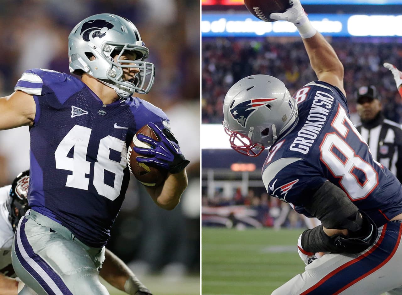 Glenn Gronkowski, FB, Kansas State.- Su hermanos Rob, Chris y Dan Gronkowski jugaron o han jugado en la NFL. Mientras que Chris y Dan tuvieron breves carreras en la NFL, Rob es el estelar ala cerrada de los New England Patriots, algo que "Baby Gronk" aspira seguir.