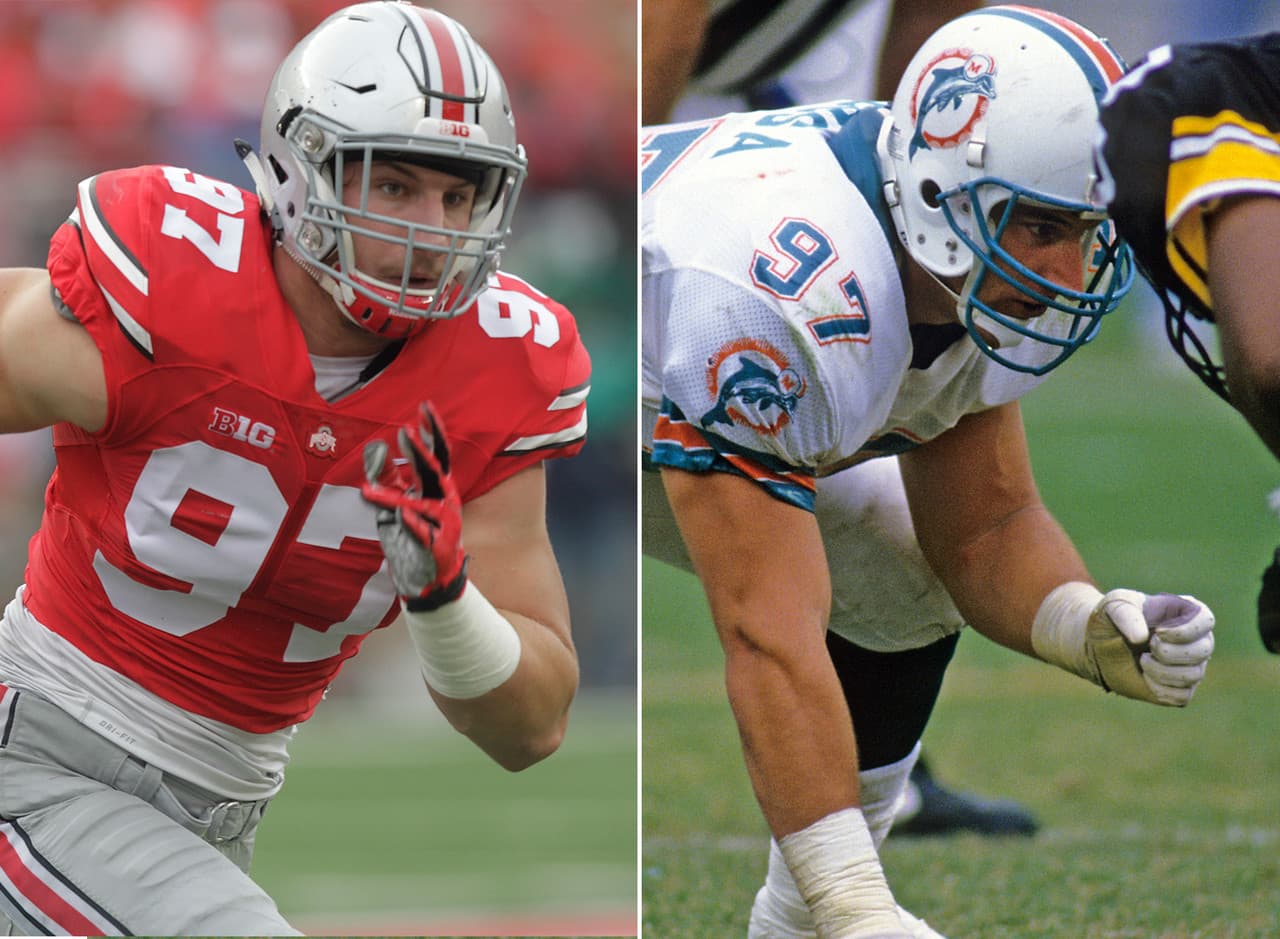 Joey Bosa, DE, Ohio State.- Su padre John Bosa fue una selección de primera ronda de los Miami Dolphins en 1987. Su tío Eric Kumerow fue una selección de primera ronda de los Dolphins un año después. Ambos están considerados entre los peores picks de primera ronda en la historia de los Dolphins.