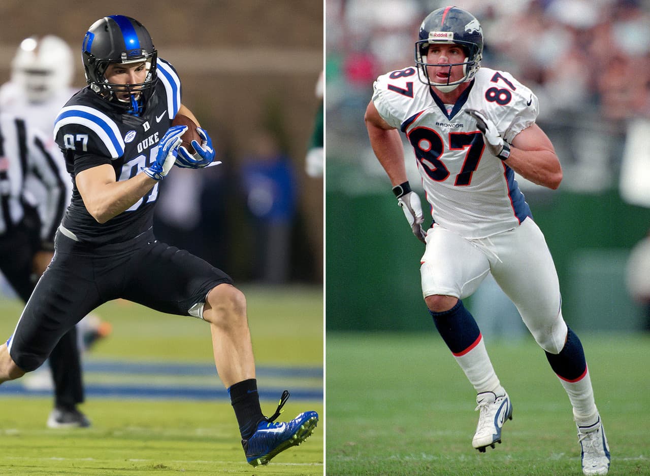 Max McCaffrey, WR, Duke.- Su padre Ed McCaffrey jugó 13 temporadas en la NFL y fue tres veces campeón del Super Bowl (una con los San Francisco 49ers y dos con los Denver Broncos).