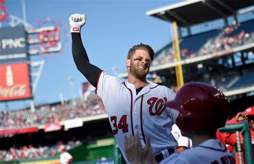 Bryce Harper llegó a 100 HR y Nacionales barrieron a Bravos