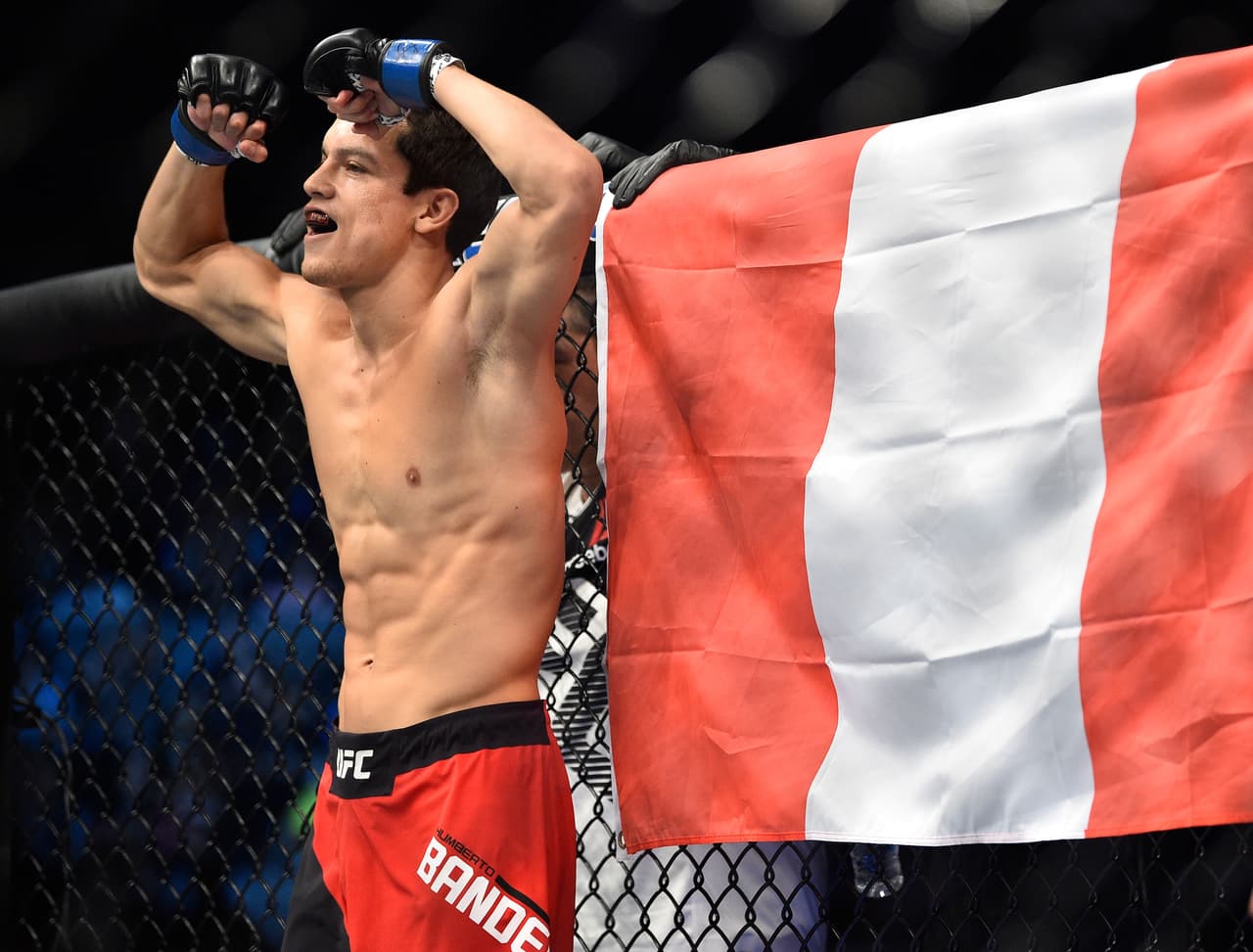 MEXICO CITY, MEXICO - AUGUST 05: Humberto Bandenay of Peru enters the Octagon before facing Martin Bravo of Mexico in their lightweight bout during the UFC Fight Night event at Arena Ciudad de Mexico on August 5, 2017 in Mexico City, Mexico. (Photo by Jeff Bottari/Zuffa LLC/Zuffa LLC via Getty Images)
