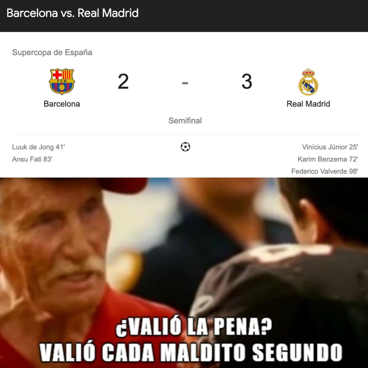 El Barcelona cayó 2-3 frente al Real Madrid en las semifinales de la Supercopa de España y los memes no tardaron mucho tiempo en aparecer.
