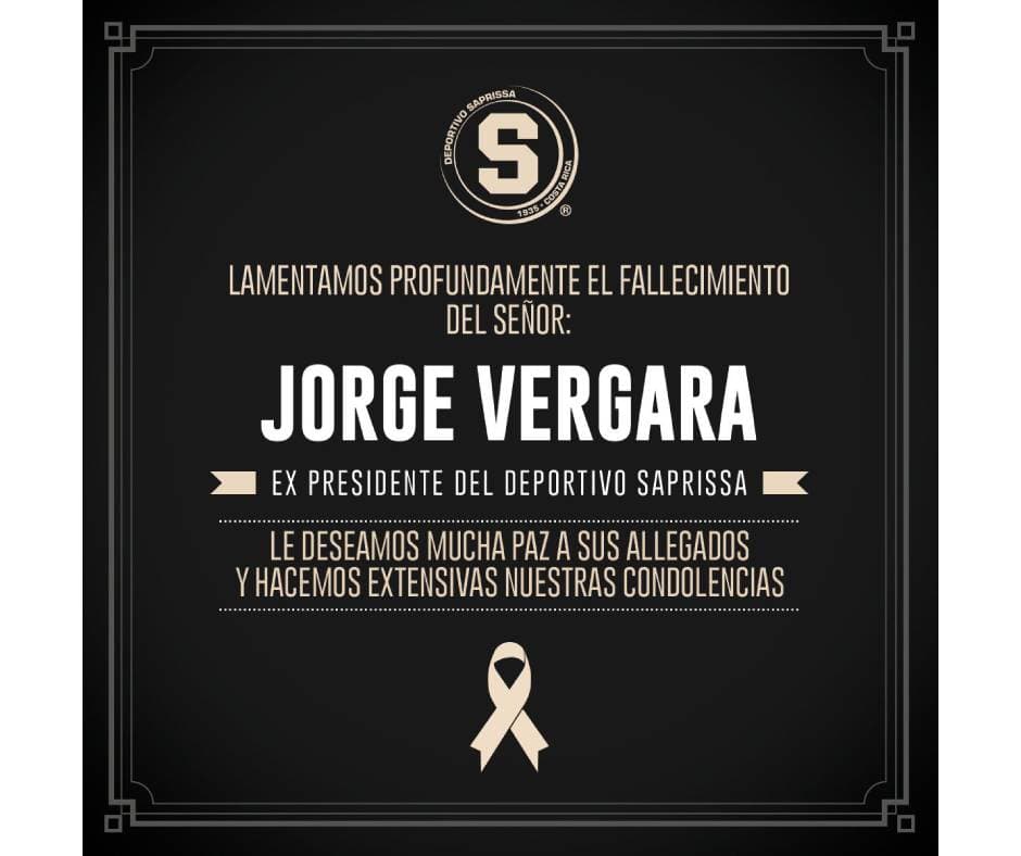 Clubes y jugadores lamentan profundamente el sensible fallecimiento de Jorge Vergara Madrigal.