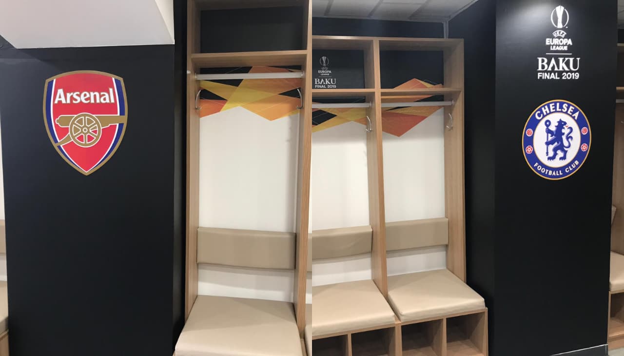 El Estadio Olímpico de Bakú en Azerbaiyán será testigo de la Final de la Europa League entre Chelsea y Arsenal, que tendrán en sus vestidores un espacio único para ese instante.
