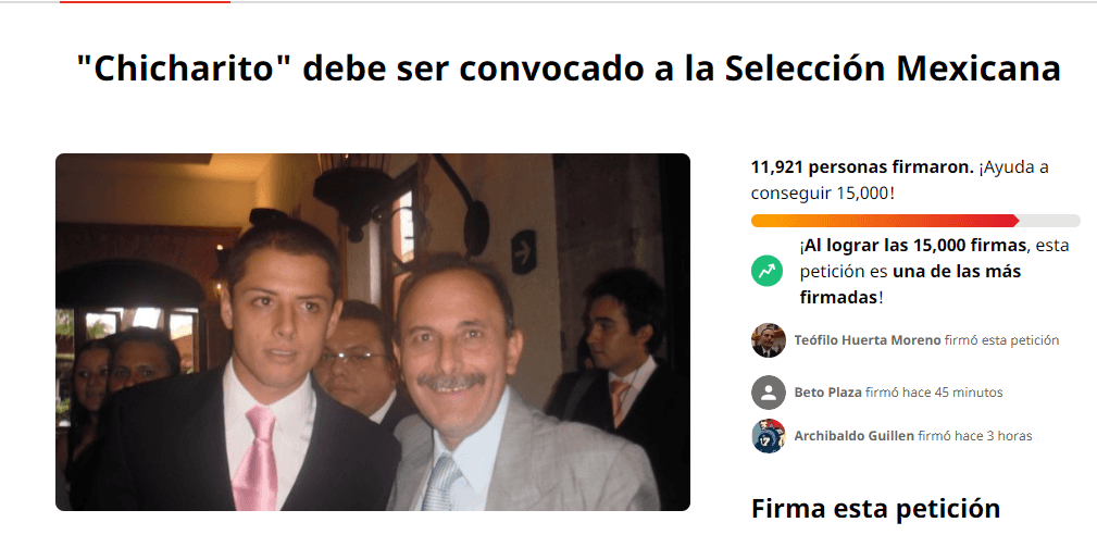 petición Change.org Chicharito