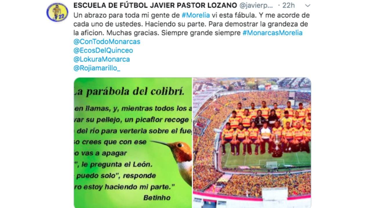Incluso Javier 'el Pastor' Lozano se dio el tiempo para mandar un mensaje de aliento a la afición a través de la cuenta de su escuela de futbol.