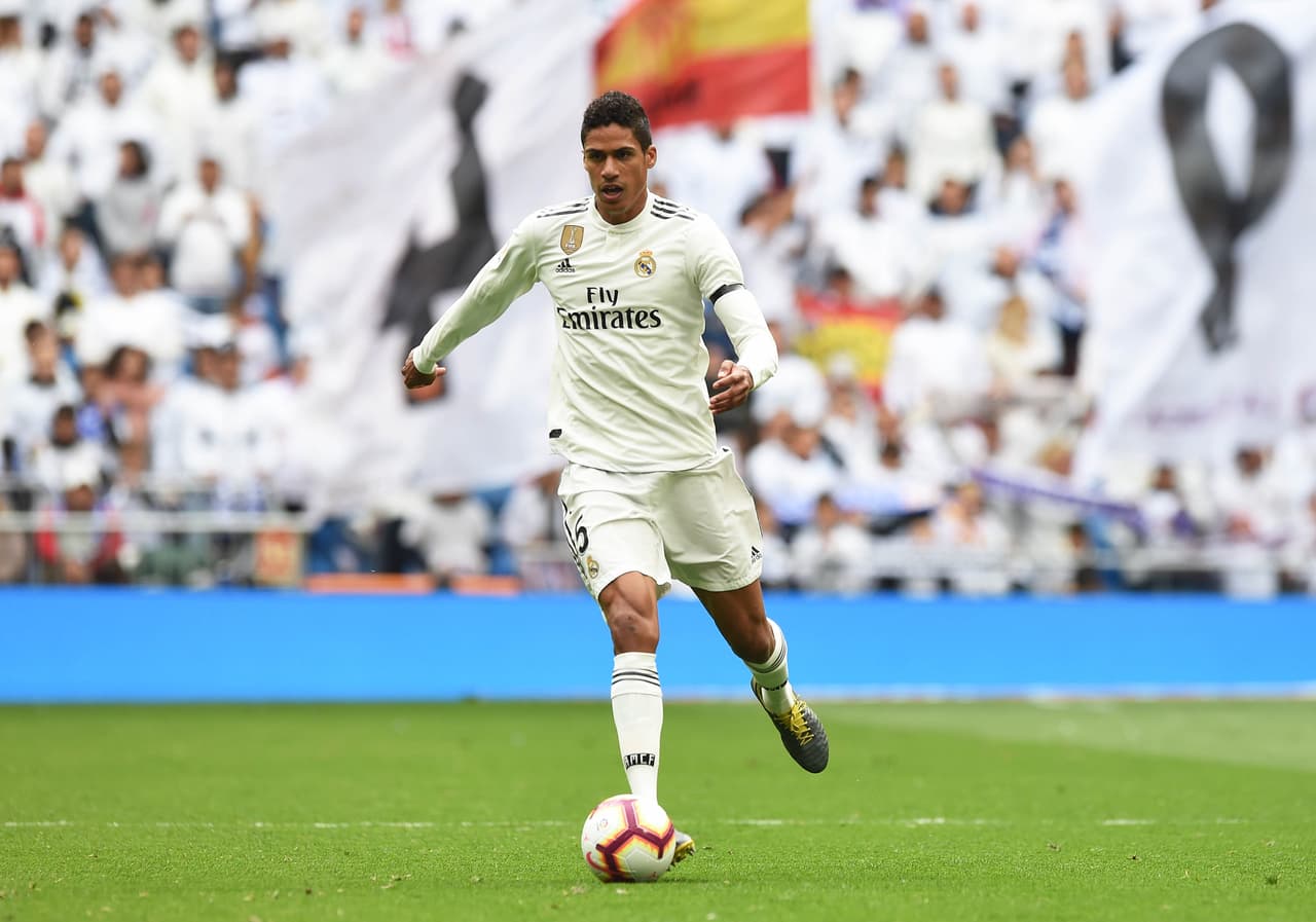 MADRID, SPAIN - APRIL 21: Rafael Varane of Real Madrid in action during the La Liga match between Real Madrid CF and Athletic Club at Estadio Santiago Bernabeu on April 21, 2019 in Madrid, Spain. (Photo by Denis Doyle/Getty Images)