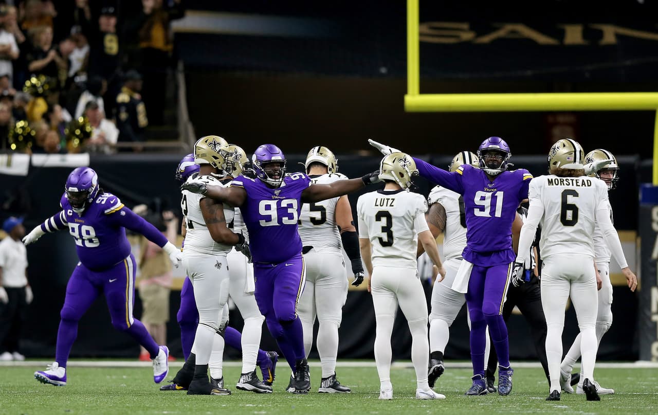 Minnesota saca el partido con una atrapada de Kyle Rudolph en tiempo extra y derrotan 26-20 a New Orleans Saints.