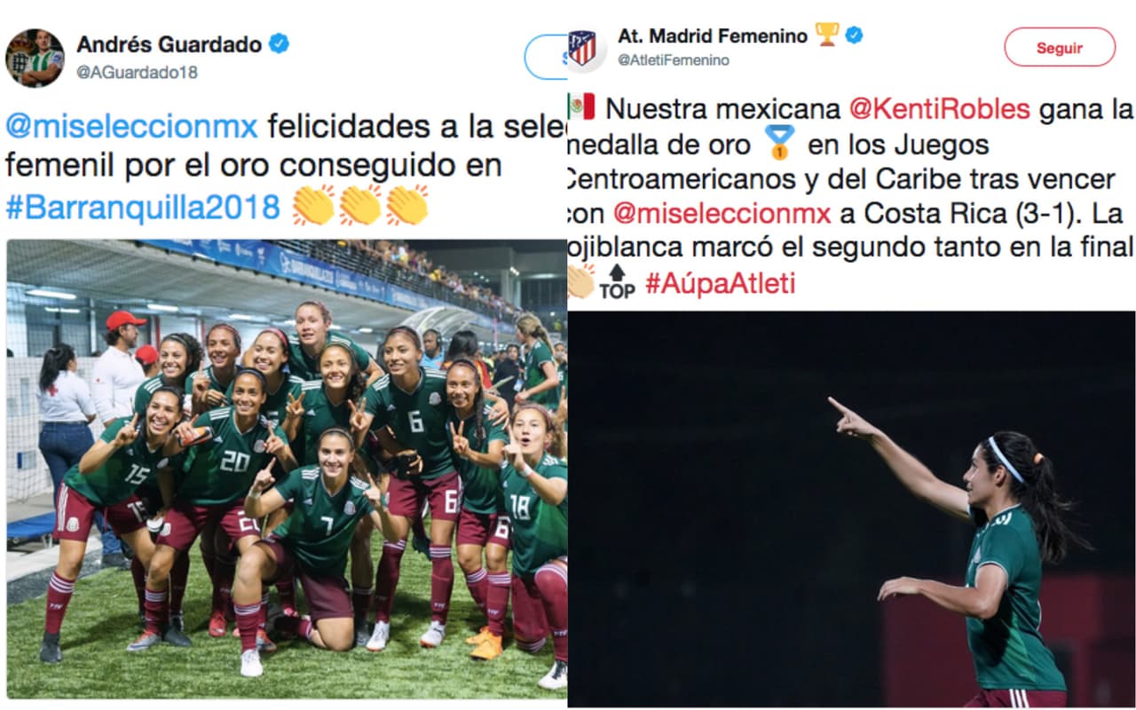 Equipos de la Liga MX, y alrededor del mundo, y figuras del fútbol le dieron un reconocimiento al equipo de México que se coronó campeón de los Juegos Centroamericanos y del Caribe en Barranquilla 2018.