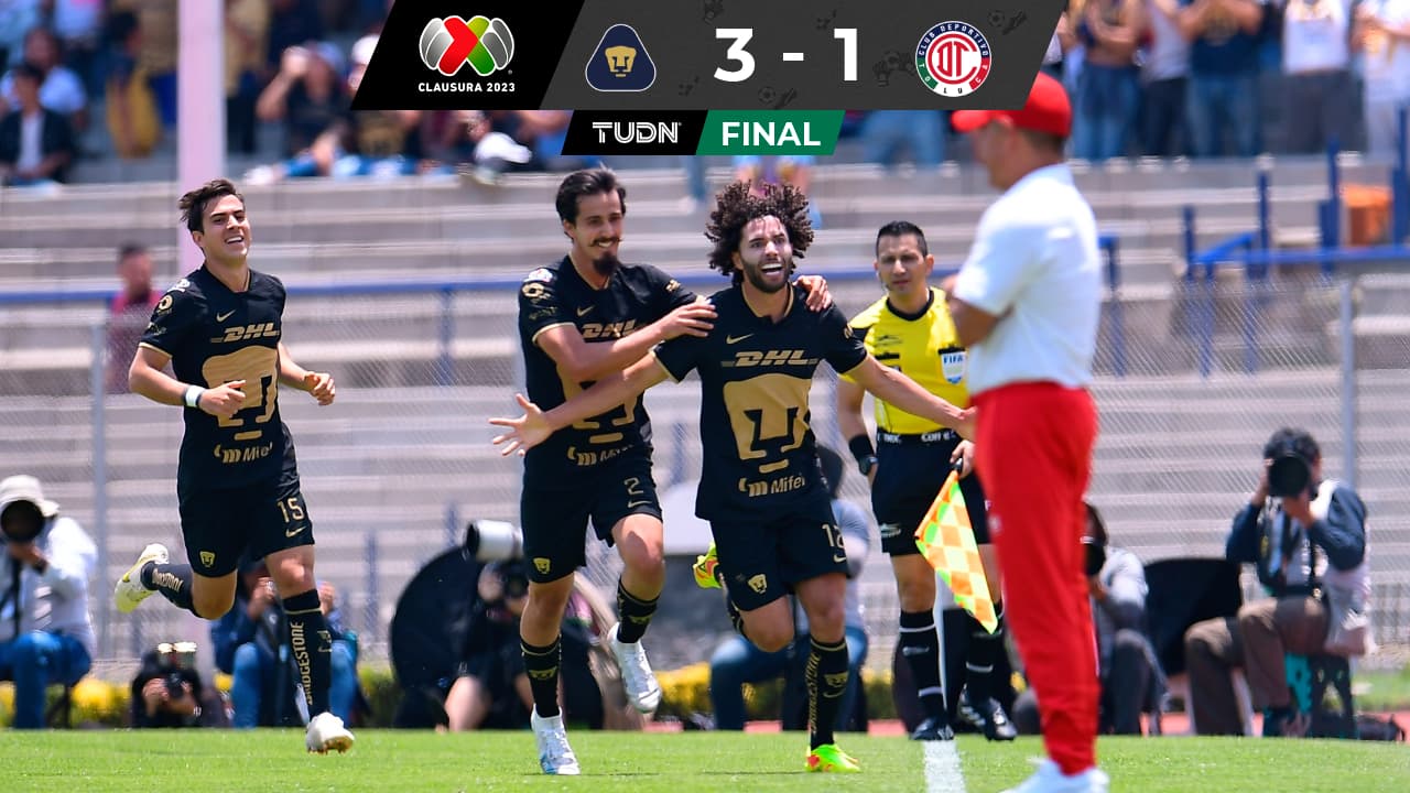 Pumas sigue al alza, vence a Toluca y ya está en zona de Liguilla