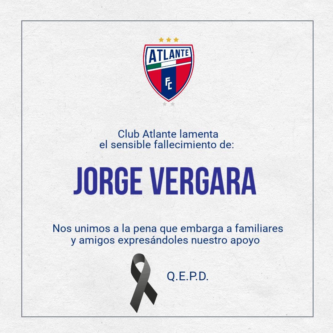 Clubes y jugadores lamentan profundamente el sensible fallecimiento de Jorge Carlos Vergara Madrigal.