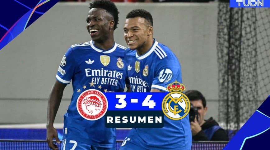 Kylian Mbappé marcó su primer póker en Champions League en triunfo de Real Madrid sobre Olympiacos