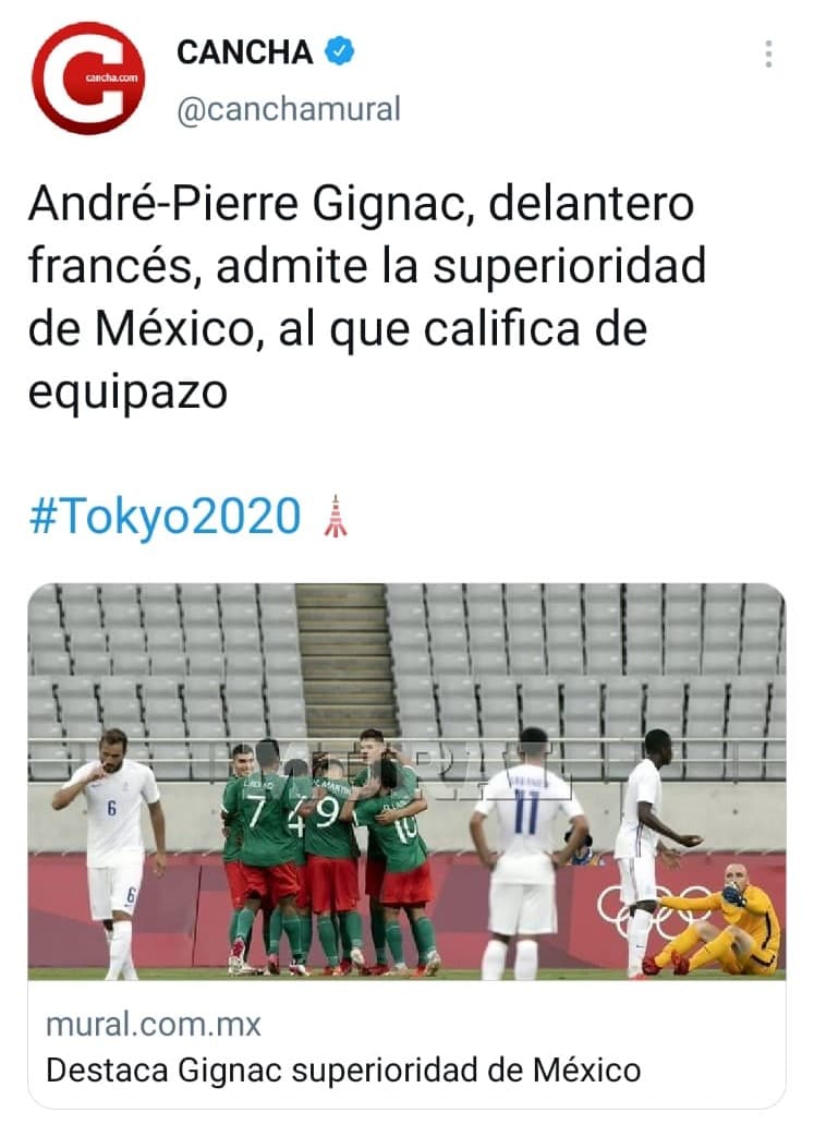Estas fueron algunas de las reacciones, nacionales e internacionales, sobre la victoria de México ante Francia en su partido inaugural en los Juegos Olímpicos de Tokyo 2020.
