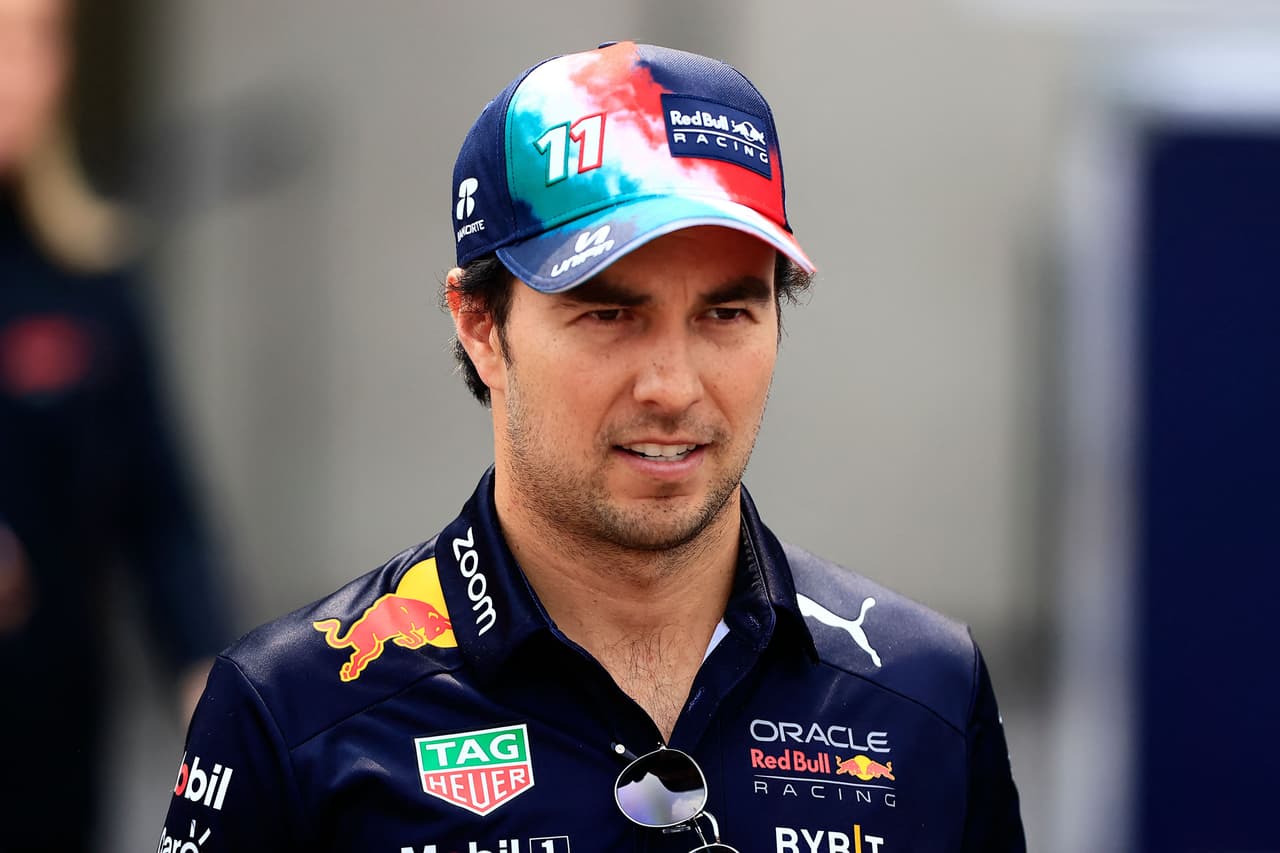 Red Bull Racing's Mexican driver Sergio Perez arrives for the drivers' parade, prior to the start of the Formula One Mexico Grand Prix at the Hermanos Rodriguez racetrack in Mexico City on October 30, 2022. (Photo by CARLOS PEREZ GALLARDO / POOL / AFP) (Photo by CARLOS PEREZ GALLARDO/POOL/AFP via Getty Images)