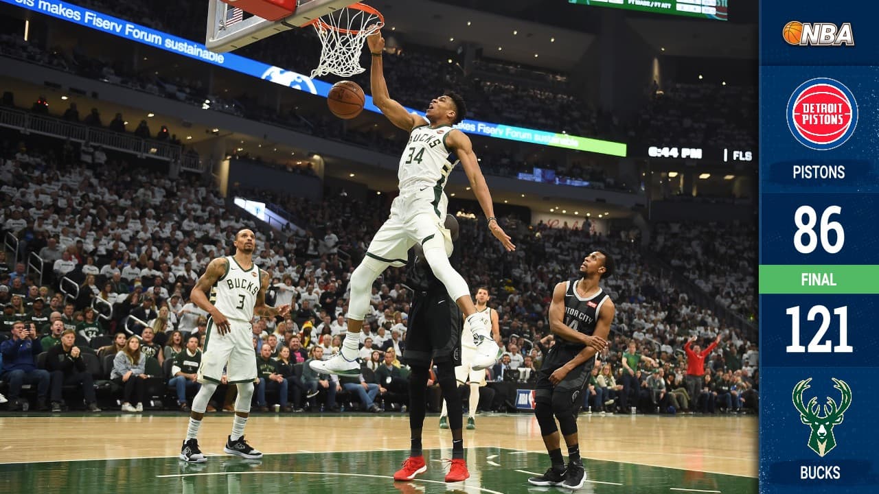 Los Bucks enseñan las armas y aplastan a los Pistons en el Juego 1