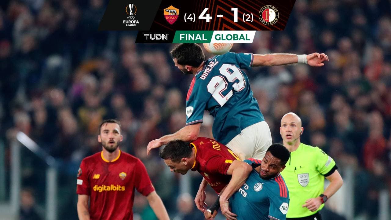 Santi Giménez y Feyenoord culminan su sueño en Europa League ante la Roma de Mourinho