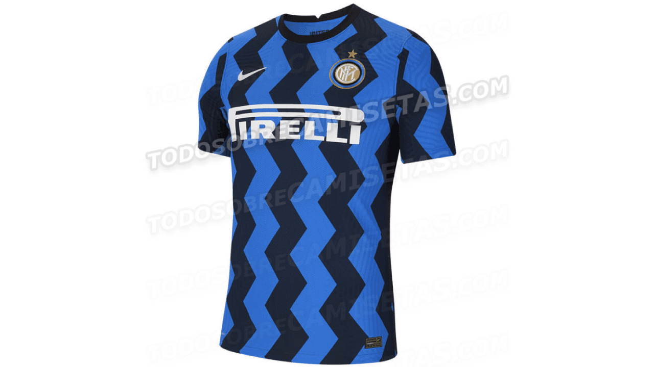 Esta sería el novedoso diseño del Inter de Milan con unas grecas en color negro combinado con el clásico color azul.