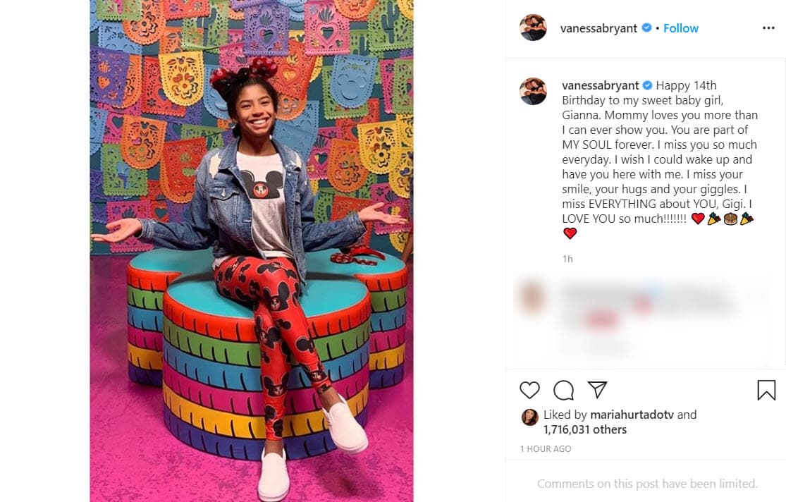 "
<b>Felices 14 años a mi dulce niña, Gianna</b>. Mami te ama más de lo que puedo mostrarte. Eres parte de mi alma para siempre. Te extraño mucho todos los días", se lee al inicio de la publicación.
<br>