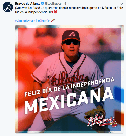 Saludo de los Atlanta Braves de la MLB.