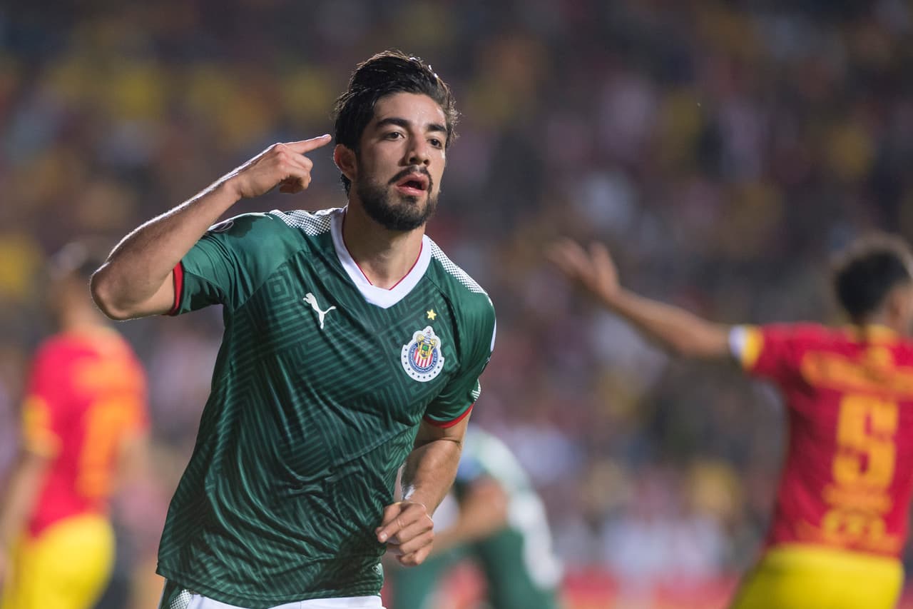 Action photo during the match Morelia vs Guadalajara corresponding to the week 13 of Liga Bancomer BBVA Closing Tournament 2018 at Morelos Stadium. Foto de accion durante el partido Morelia vs Guadalajara correspondiente a la jornada 13 de la Liga Bancomer BBVA Torneo Clausura 2018 en el Estadio Morelos. En la Foto: Rodolfo Pizarro festeja. 30/03/18/MEXSPORT/Omar Martinez