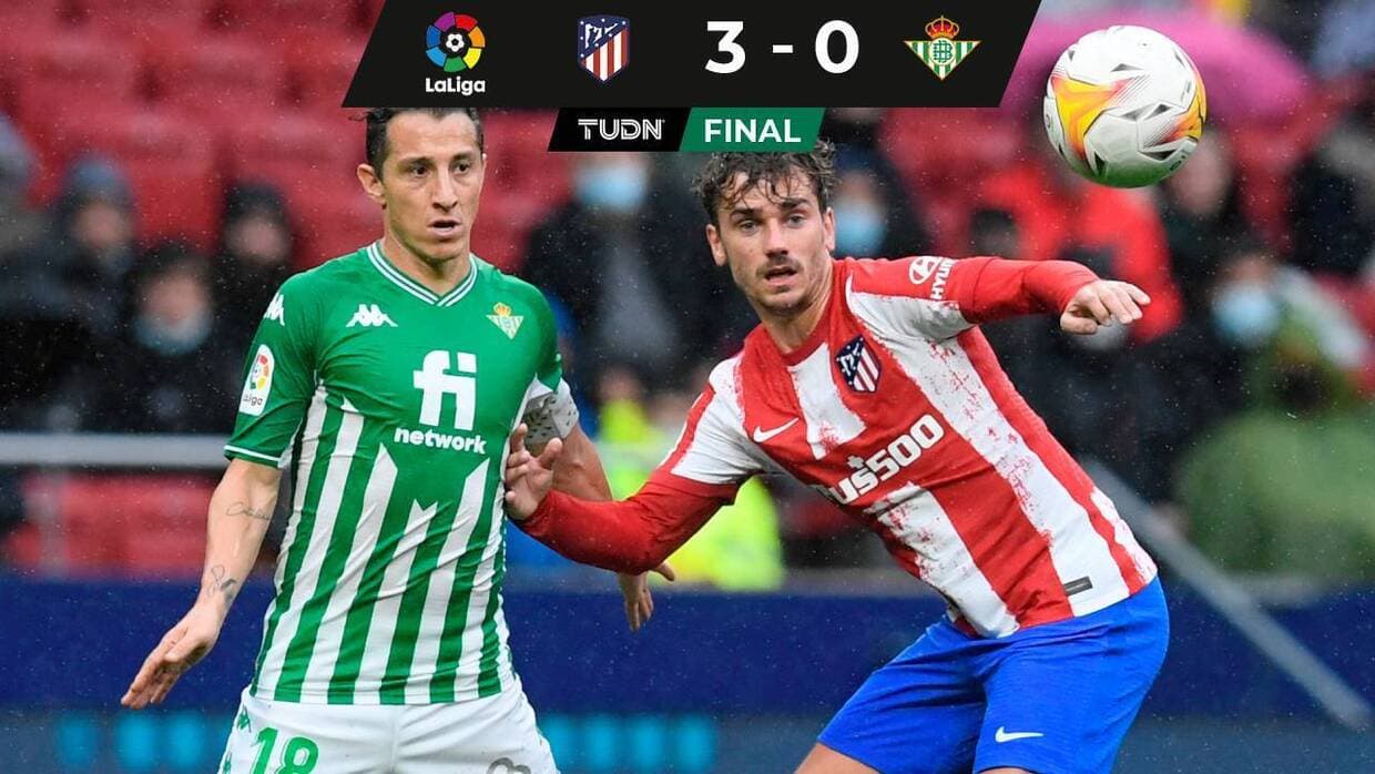 Con Andrés Guardado, el Betis fue goleado por el Atlético