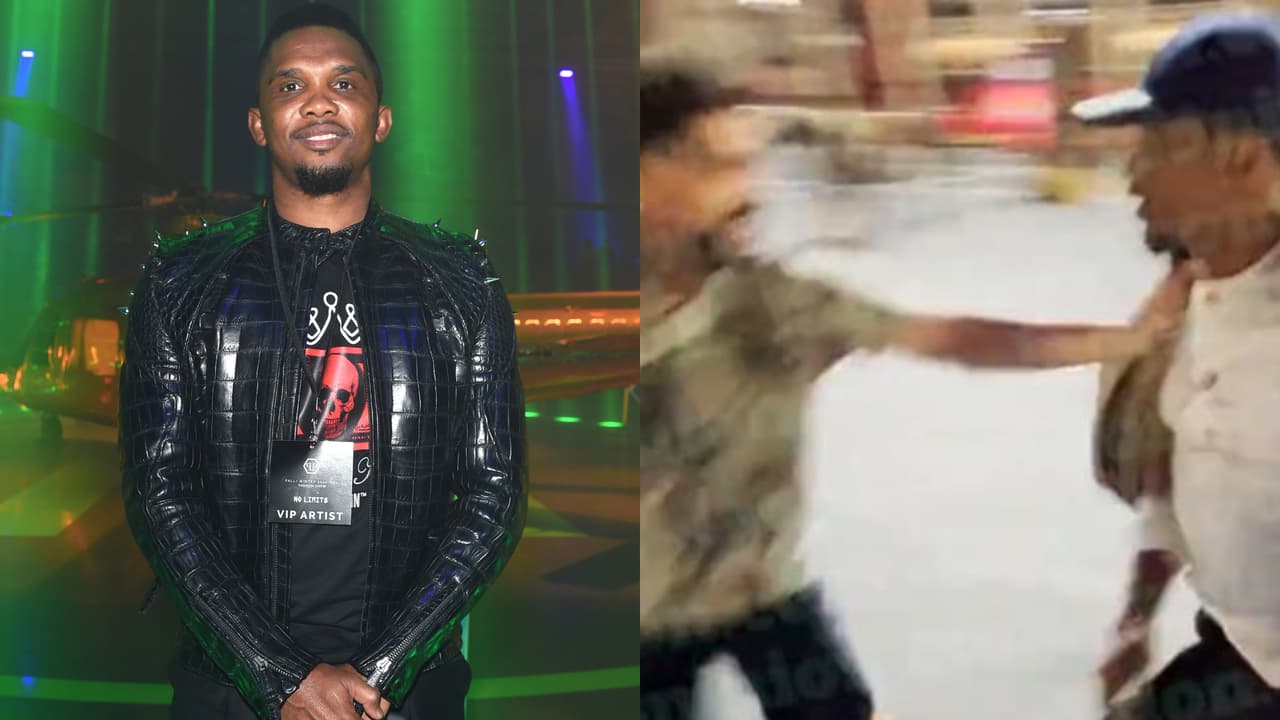 Samuel Eto'o enloquece y patea a fan que lo graba en Qatar 2022